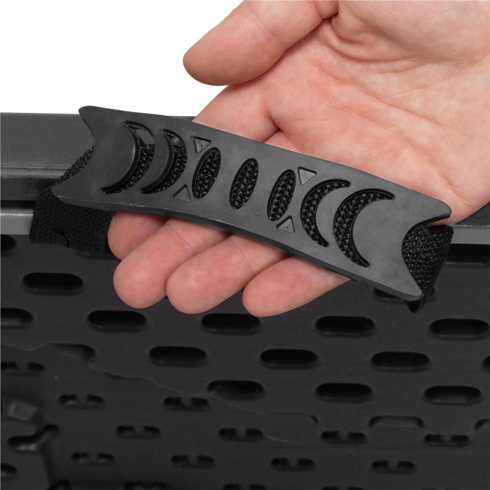 Set masa pliabila cu 2 banci, 180 cm, negru, HDPE si cadru metalic anticoroziv