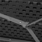 Set masa pliabila cu 2 banci, 180 cm, negru, HDPE si cadru metalic anticoroziv