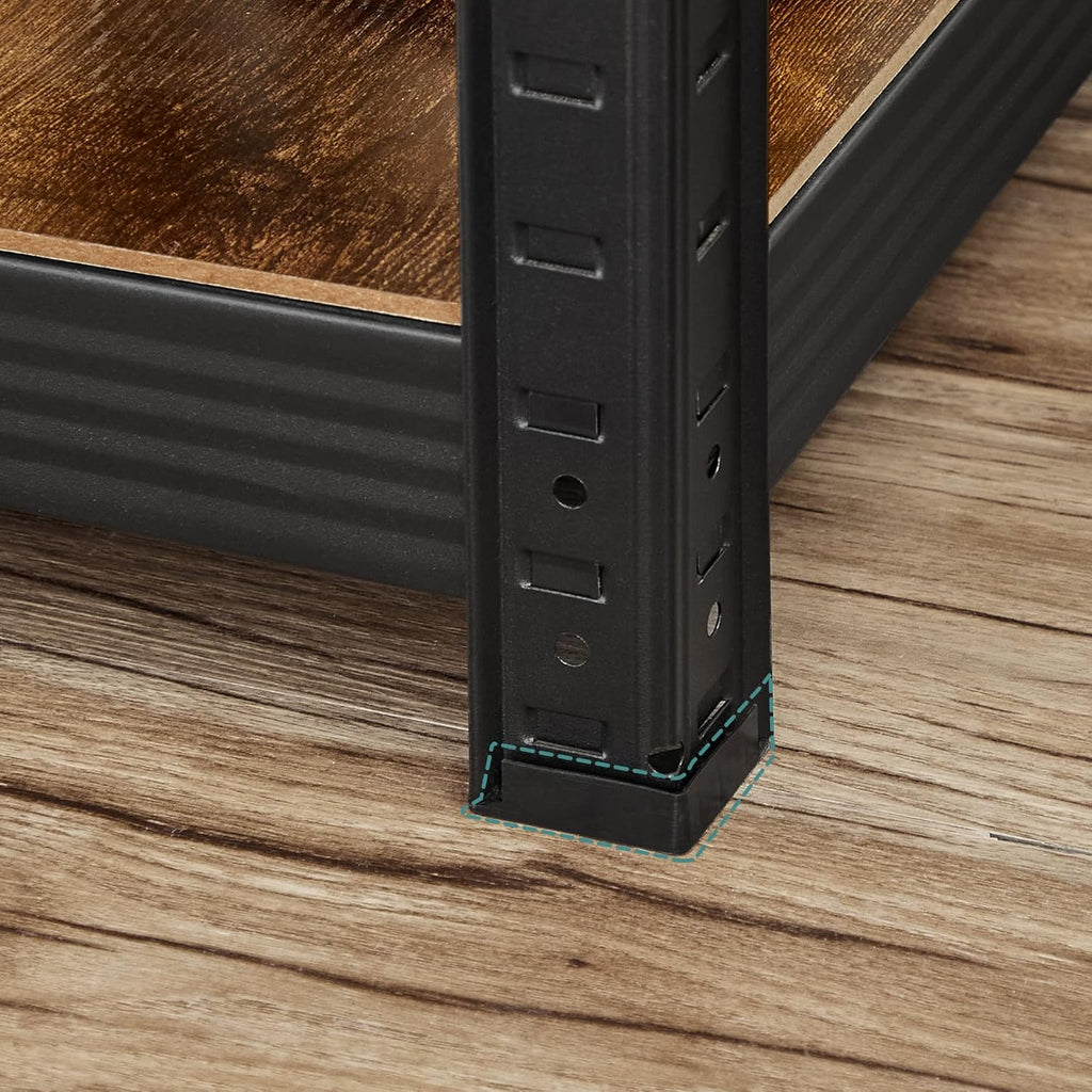 SONGMICS Etajera 5 rafturi ajustabile, structura metalica, stil industrial, MDF, 37x37x150 cm, maro si negru