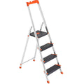 SONGMICS Scara aluminiu pliabila cu 4 trepte, latime trepte 12 cm, cu maner, sarcina 150 kg, 44x156 cm
