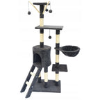 Ansamblu de joaca pentru pisici 51x36x138 cm, cu 6 niveluri, sisal si jucarii, negru