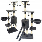 Ansamblu de joaca pentru pisici 51x36x138 cm, cu 6 niveluri, sisal si jucarii, negru
