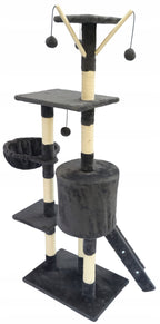 Ansamblu de joaca pentru pisici 51x36x138 cm, cu 6 niveluri, sisal si jucarii, negru