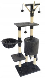 Ansamblu de joaca pentru pisici 51x36x138 cm, cu 6 niveluri, sisal si jucarii, negru