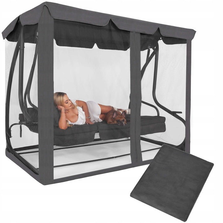 Plasa protectie insecte pentru leagan de gradina, cu fermoar vertical, 165x680 cm, gri