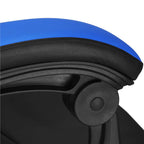 Scaun birou pentru gaming, ergonomic, suport lombar si tetiera, 114-123x55x50 cm, negru si albastru