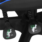 Scaun birou pentru gaming, ergonomic, suport lombar si tetiera, 114-123x55x50 cm, negru si albastru