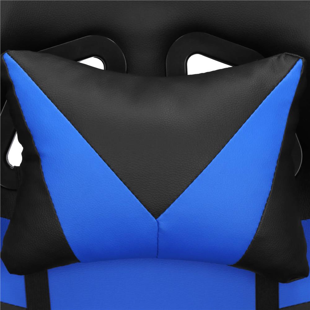 Scaun birou pentru gaming, ergonomic, suport lombar si tetiera, 114-123x55x50 cm, negru si albastru