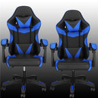 Scaun birou pentru gaming, ergonomic, suport lombar si tetiera, 114-123x55x50 cm, negru si albastru