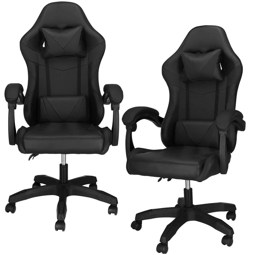 Scaun birou pentru gaming, ergonomic, suport lombar si tetiera, 114-123x55x50 cm, negru