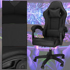 Scaun birou pentru gaming, ergonomic, suport lombar si tetiera, 114-123x55x50 cm, negru