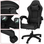 Scaun birou pentru gaming, ergonomic, suport lombar si tetiera, 114-123x55x50 cm, negru