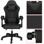 Scaun birou pentru gaming, ergonomic, suport lombar si tetiera, 114-123x55x50 cm, negru