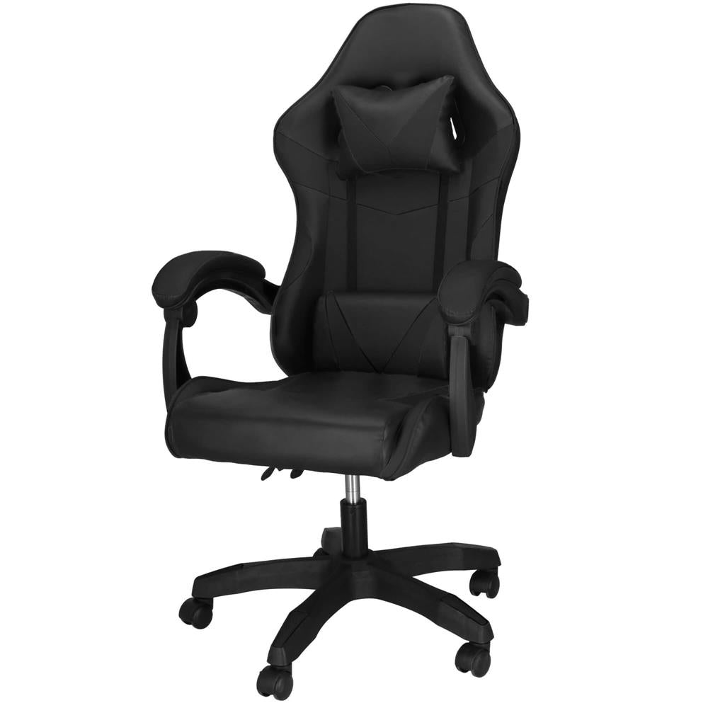 Scaun birou pentru gaming, ergonomic, suport lombar si tetiera, 114-123x55x50 cm, negru
