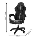 Scaun birou pentru gaming, ergonomic, suport lombar si tetiera, 114-123x55x50 cm, negru