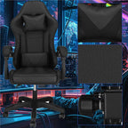 Scaun birou pentru gaming, ergonomic, suport lombar si tetiera, 114-123x55x50 cm, negru