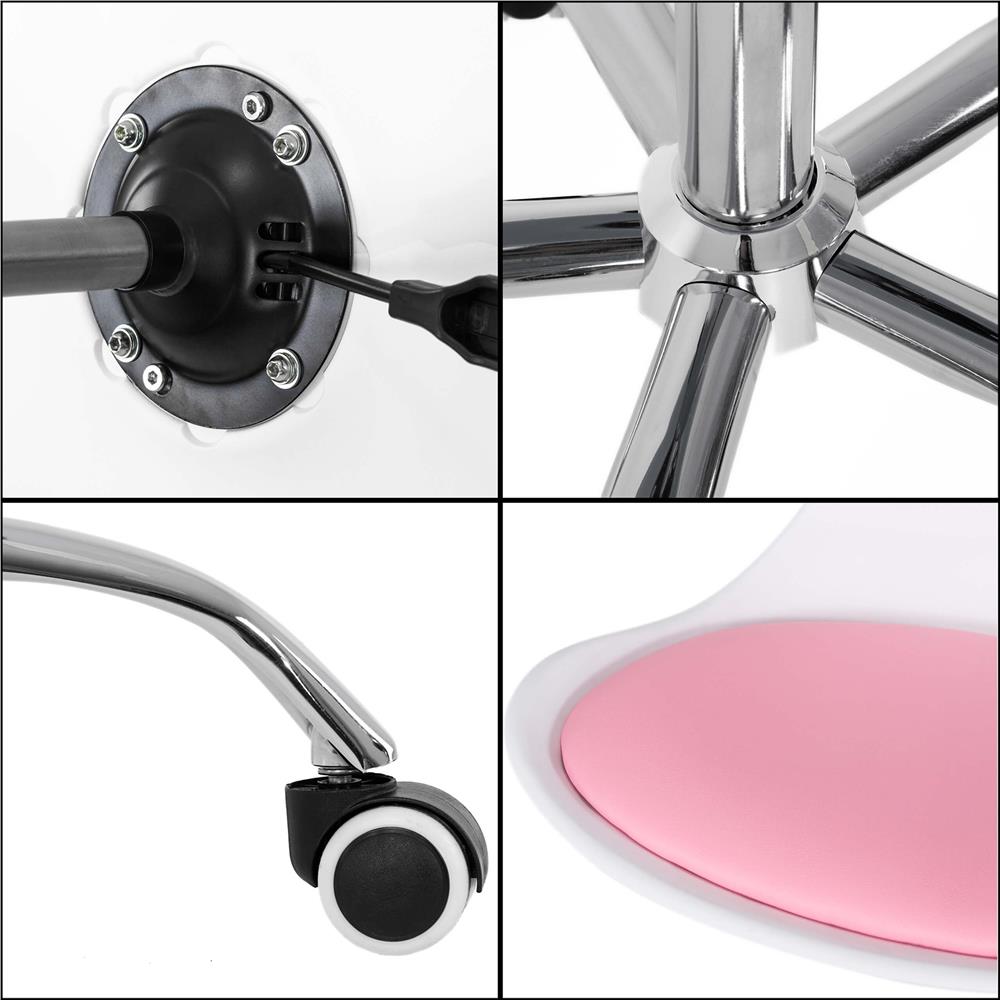 Scaun birou ergonomic, cu sezut din spuma, reglabil pe inaltime, maxim 120 kg, 90x49x48 cm, alb si roz