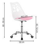Scaun birou ergonomic, cu sezut din spuma, reglabil pe inaltime, maxim 120 kg, 90x49x48 cm, alb si roz