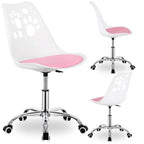 Scaun birou ergonomic, cu sezut din spuma, reglabil pe inaltime, maxim 120 kg, 90x49x48 cm, alb si roz