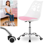 Scaun birou ergonomic, cu sezut din spuma, reglabil pe inaltime, maxim 120 kg, 90x49x48 cm, alb si roz