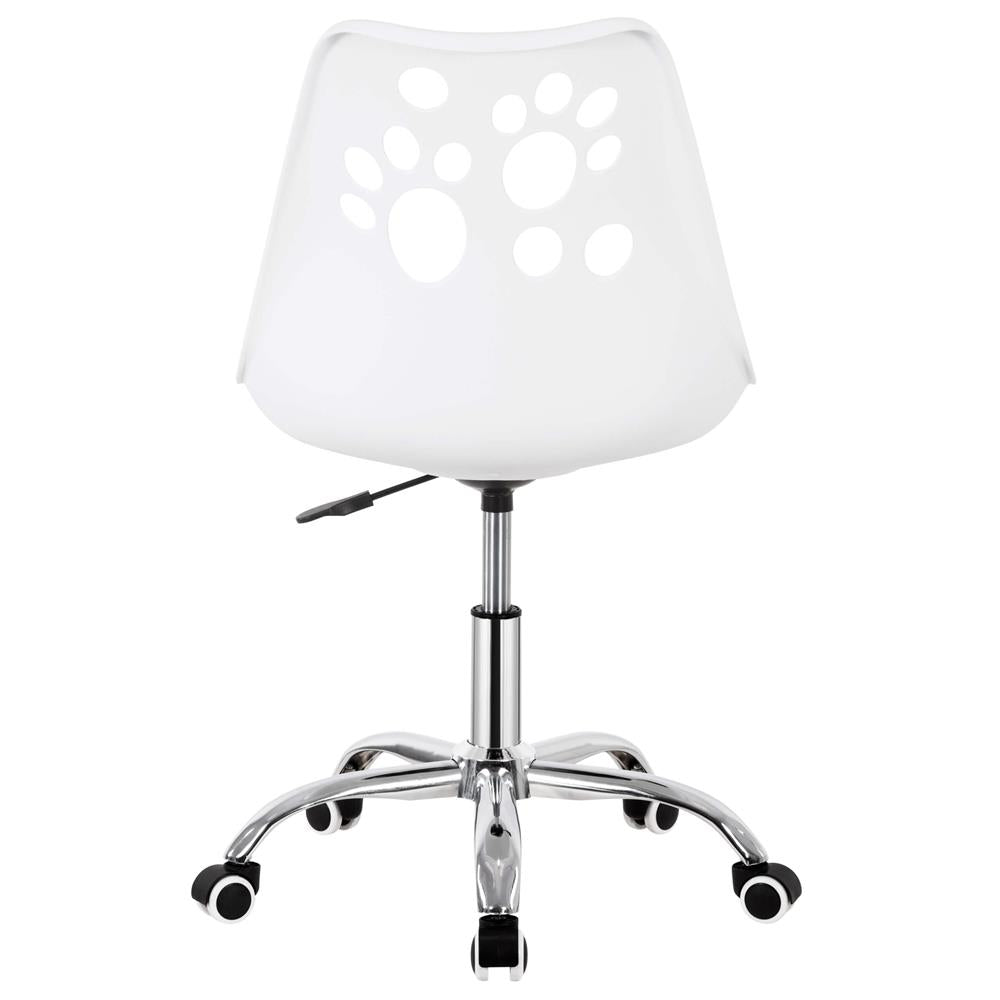 Scaun birou ergonomic, cu sezut din spuma, reglabil pe inaltime, maxim 120 kg, 90x49x48 cm, alb si roz