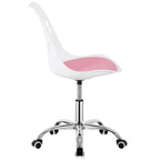 Scaun birou ergonomic, cu sezut din spuma, reglabil pe inaltime, maxim 120 kg, 90x49x48 cm, alb si roz