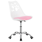 Scaun birou ergonomic, cu sezut din spuma, reglabil pe inaltime, maxim 120 kg, 90x49x48 cm, alb si roz