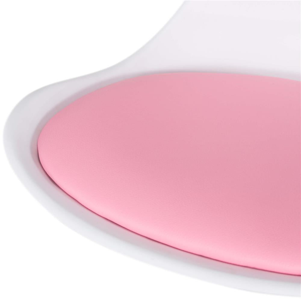 Scaun birou ergonomic, cu sezut din spuma, reglabil pe inaltime, maxim 120 kg, 90x49x48 cm, alb si roz