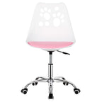 Scaun birou ergonomic, cu sezut din spuma, reglabil pe inaltime, maxim 120 kg, 90x49x48 cm, alb si roz