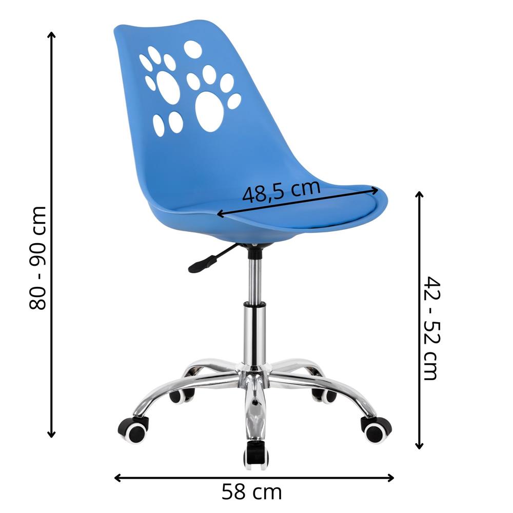 Scaun birou ergonomic, cu sezut din spuma, reglabil pe inaltime, maxim 120 kg, 90x49x48 cm, albastru
