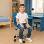 Scaun birou ergonomic, cu sezut din spuma, reglabil pe inaltime, maxim 120 kg, 90x49x48 cm, albastru