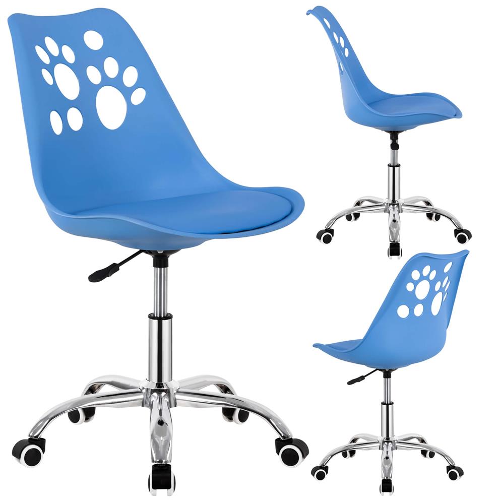 Scaun birou ergonomic, cu sezut din spuma, reglabil pe inaltime, maxim 120 kg, 90x49x48 cm, albastru