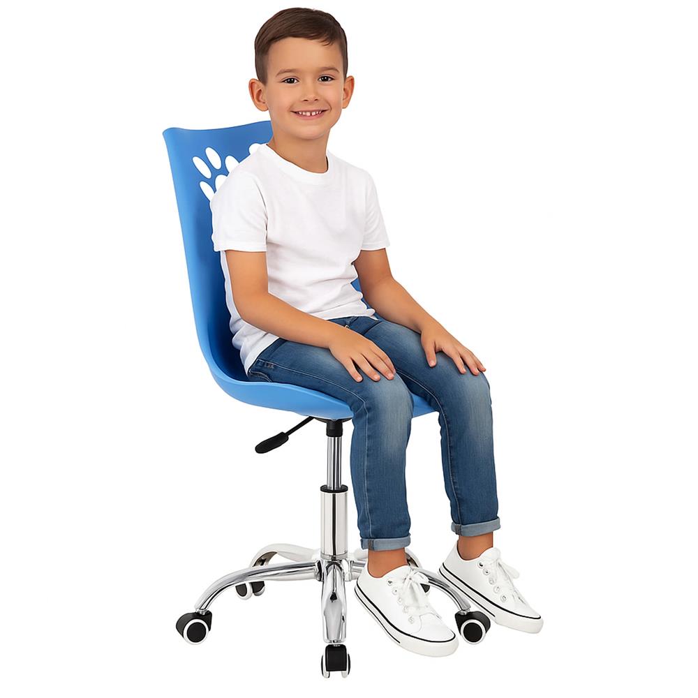 Scaun birou ergonomic, cu sezut din spuma, reglabil pe inaltime, maxim 120 kg, 90x49x48 cm, albastru