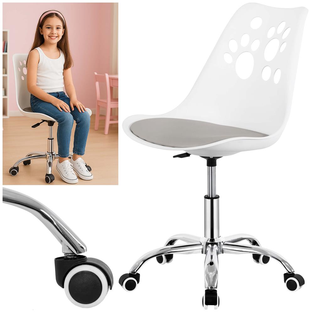 Scaun birou ergonomic, cu sezut din spuma, reglabil pe inaltime, maxim 120 kg, 90x49x48 cm, alb si gri