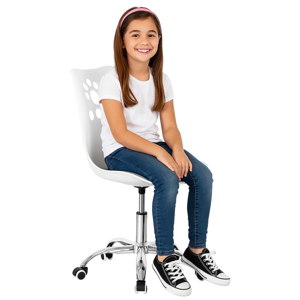 Scaun birou ergonomic, cu sezut din spuma, reglabil pe inaltime, maxim 120 kg, 90x49x48 cm, alb si gri