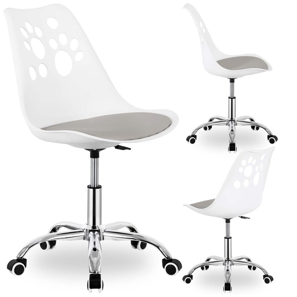 Scaun birou ergonomic, cu sezut din spuma, reglabil pe inaltime, maxim 120 kg, 90x49x48 cm, alb si gri