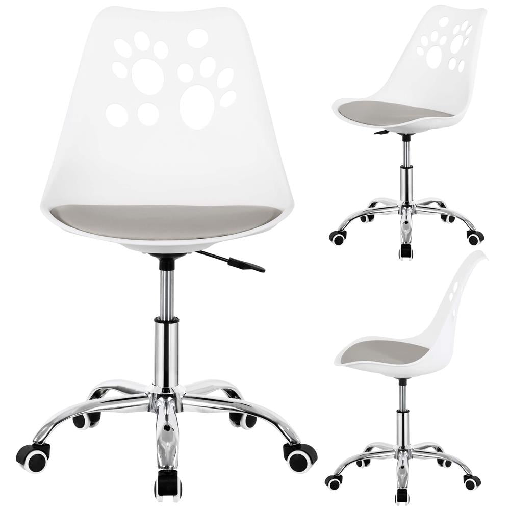 Scaun birou ergonomic, cu sezut din spuma, reglabil pe inaltime, maxim 120 kg, 90x49x48 cm, alb si gri