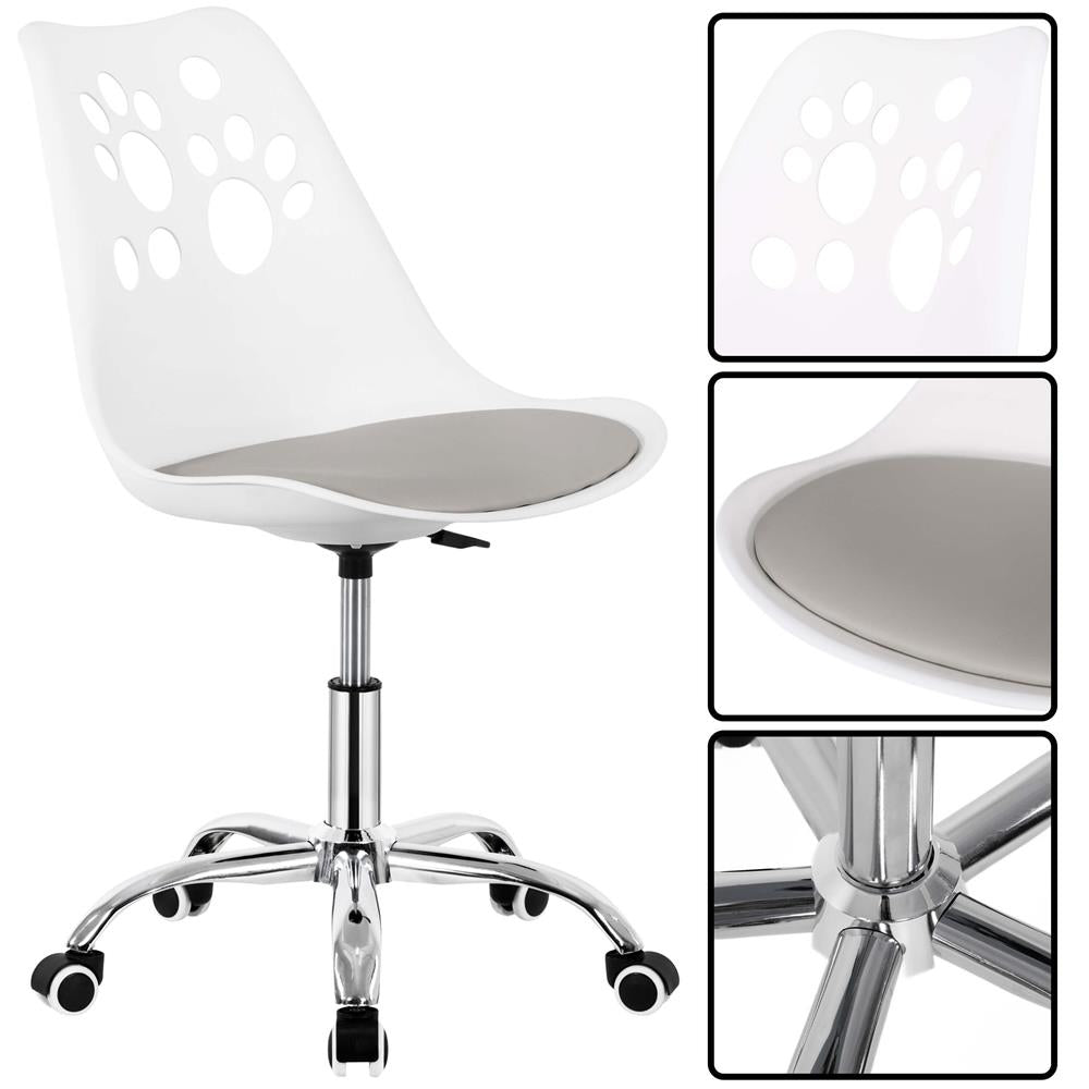 Scaun birou ergonomic, cu sezut din spuma, reglabil pe inaltime, maxim 120 kg, 90x49x48 cm, alb si gri