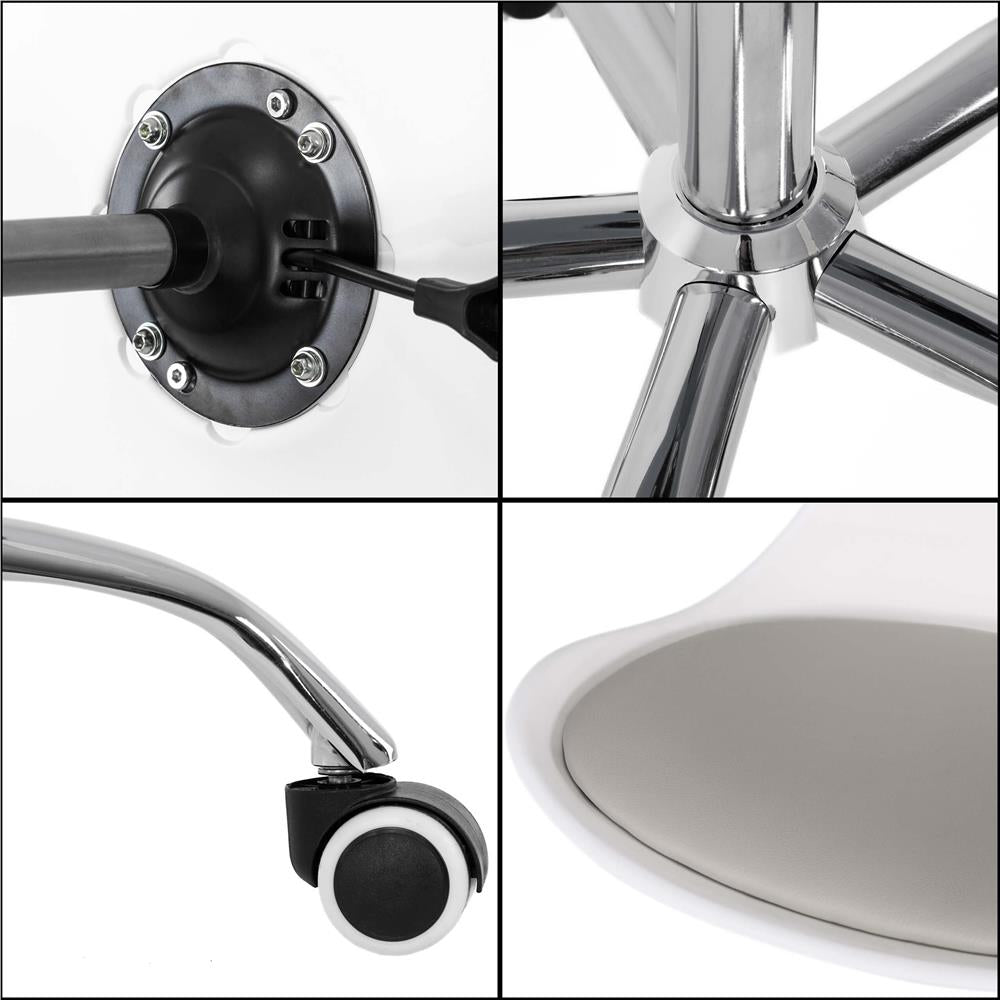 Scaun birou ergonomic, cu sezut din spuma, reglabil pe inaltime, maxim 120 kg, 90x49x48 cm, alb si gri