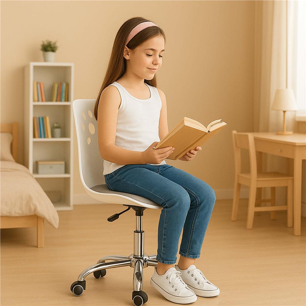 Scaun birou ergonomic, cu sezut din spuma, reglabil pe inaltime, maxim 120 kg, 90x49x48 cm, alb si gri