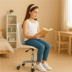 Scaun birou ergonomic, cu sezut din spuma, reglabil pe inaltime, maxim 120 kg, 90x49x48 cm, alb si gri