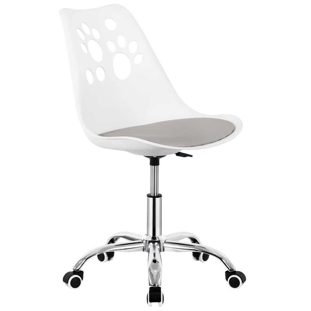 Scaun birou ergonomic, cu sezut din spuma, reglabil pe inaltime, maxim 120 kg, 90x49x48 cm, alb si gri