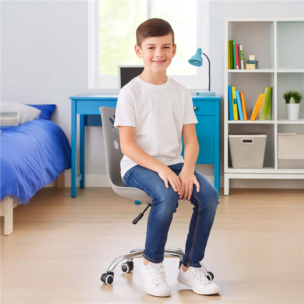 Scaun birou ergonomic, cu sezut din spuma, reglabil pe inaltime, maxim 120 kg, 90x49x48 cm, gri