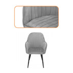 Scaun living tapitat, design modern, catifea, picioare metalice, 85x52x46 cm, gri