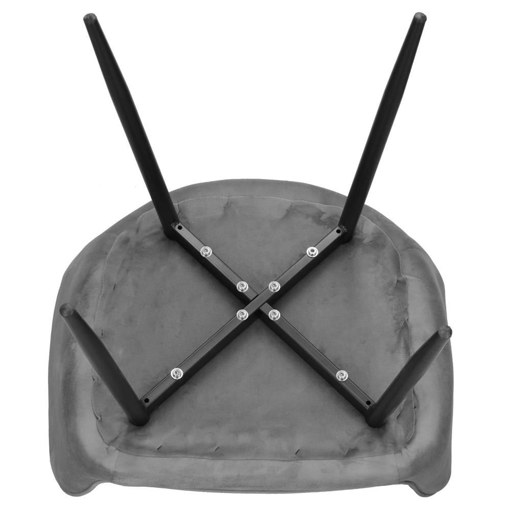 Scaun living tapitat, design modern, catifea, picioare metalice, 85x52x46 cm, gri