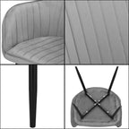 Scaun living tapitat, design modern, catifea, picioare metalice, 85x52x46 cm, gri