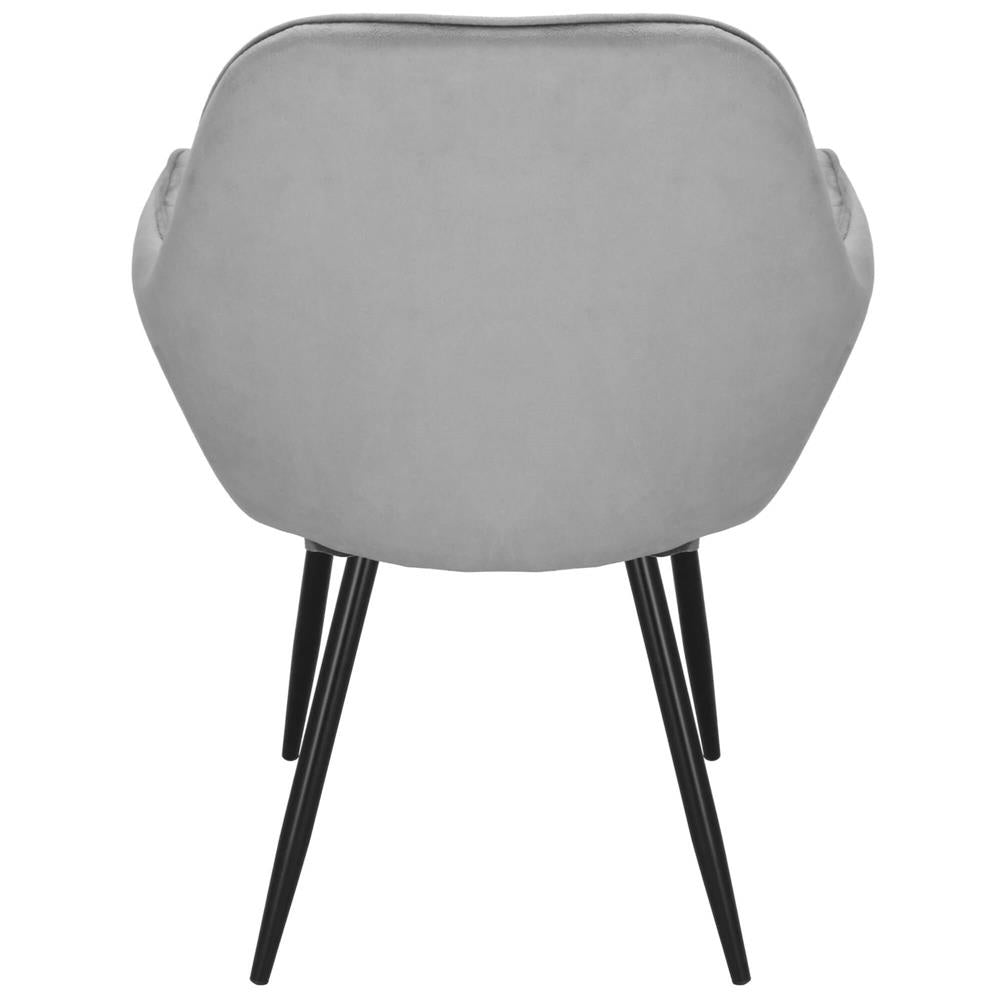 Scaun living tapitat, design modern, catifea, picioare metalice, 85x52x46 cm, gri