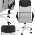 Scaun de birou ergonomic cu reglaj pe inaltime, material tip mesh si ecopiele, 58x60x117 cm, gri