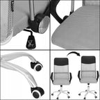 Scaun de birou ergonomic cu reglaj pe inaltime, material tip mesh si ecopiele, 58x60x117 cm, gri