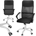 Scaun birou reglabil, ergonomic, cu spatar din microplasa respirabila si baza metalica cromata, 117x58x60 cm, negru